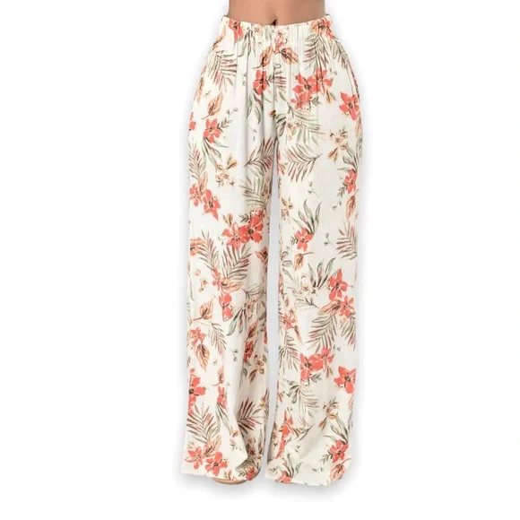 White Tropical Island Girl High Flare Pants - Kauai Natural - Picture 5 of 10
